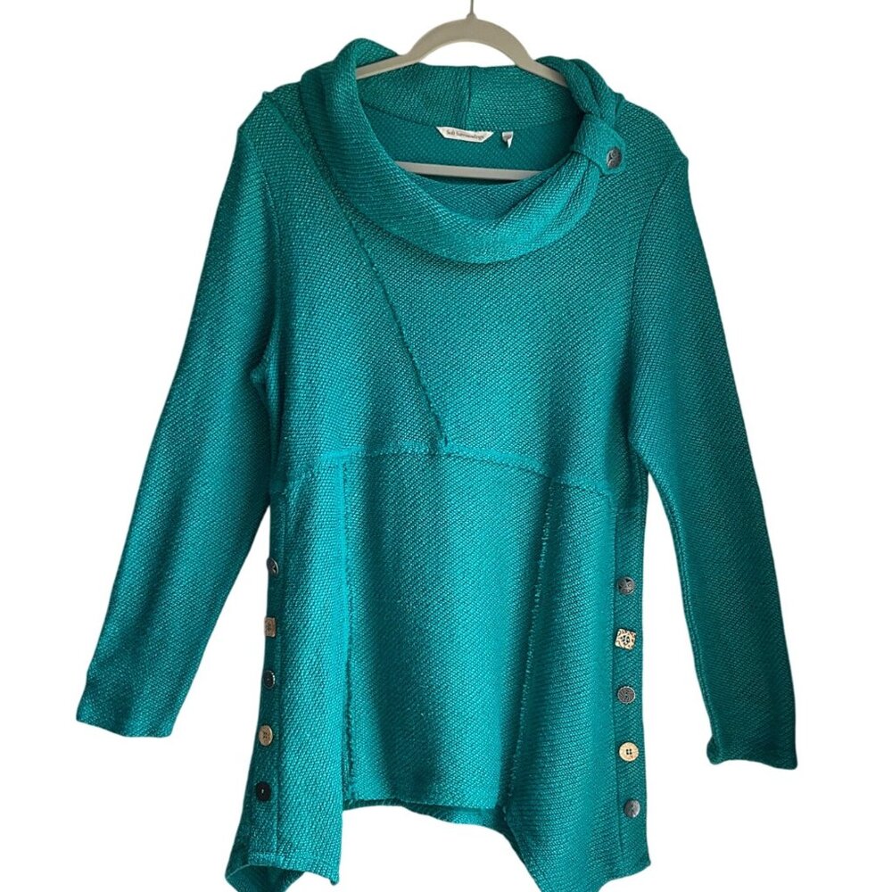 Soft Surroundings Teal Cowl Neck Sweater